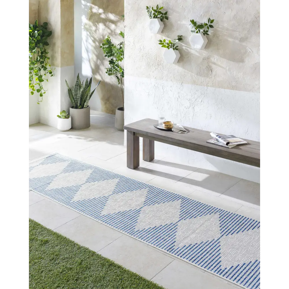 Stephan Blue & Cream Outdoor Rug - Boutique Rugs