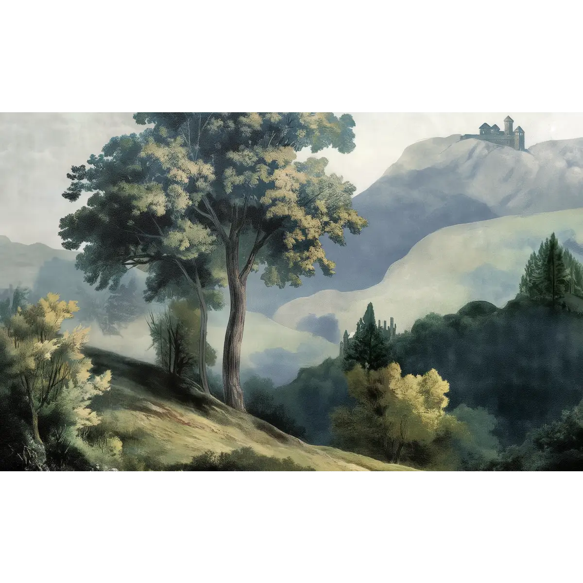 Sterling Landscape Mural Wallpaper - Tree Landscape - Sample 1 foot by 1 foot / 2 - Loomwell Home Goods