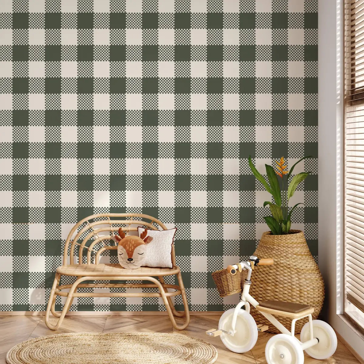 Stetson Wallpaper - Gingham Buffalo Check - by Hailey Kiefer Designs - Loomwell Home Goods