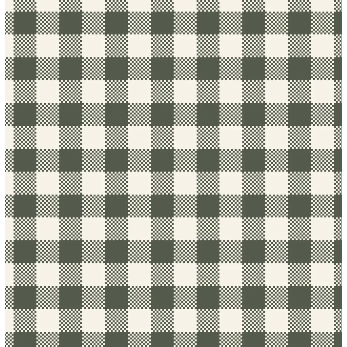 Stetson Wallpaper - Gingham Buffalo Check - by Hailey Kiefer Designs - Sample 1 foot by 1 foot / Green - Loomwell Home