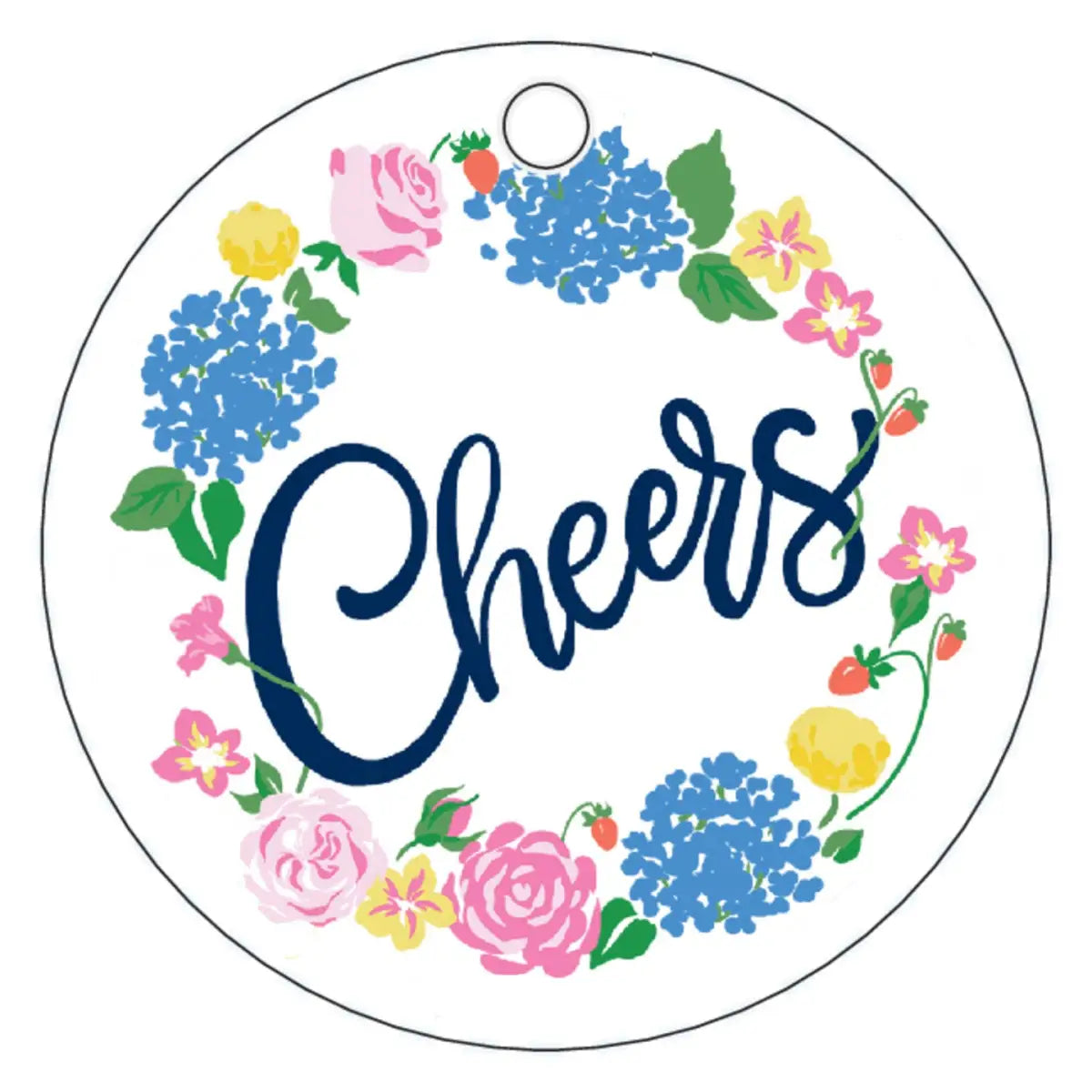 Gift Tags Set of 8 - Cheers - Strawberry Floral - WH Hostess Social Stationery