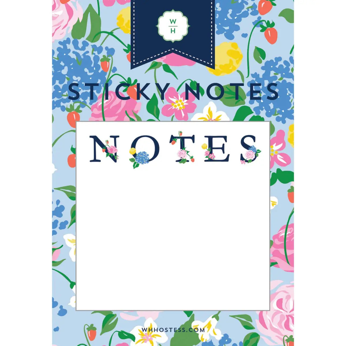 Sticky Notes - Strawberry Floral NOTES - WH Hostess Social Stationery