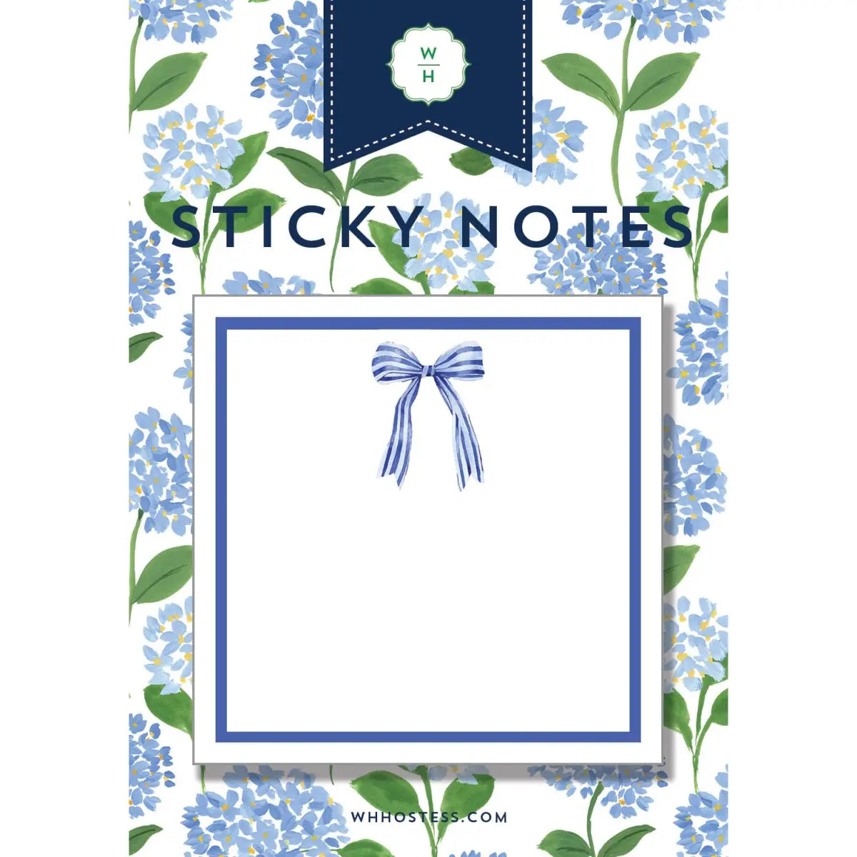 Sticky Notes - Blue Striped Bow - WH Hostess Social Stationery