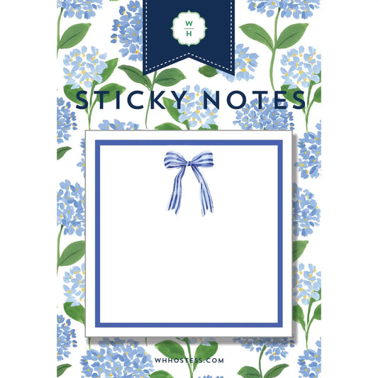 Sticky Notes - Blue Striped Bow - WH Hostess Social Stationery