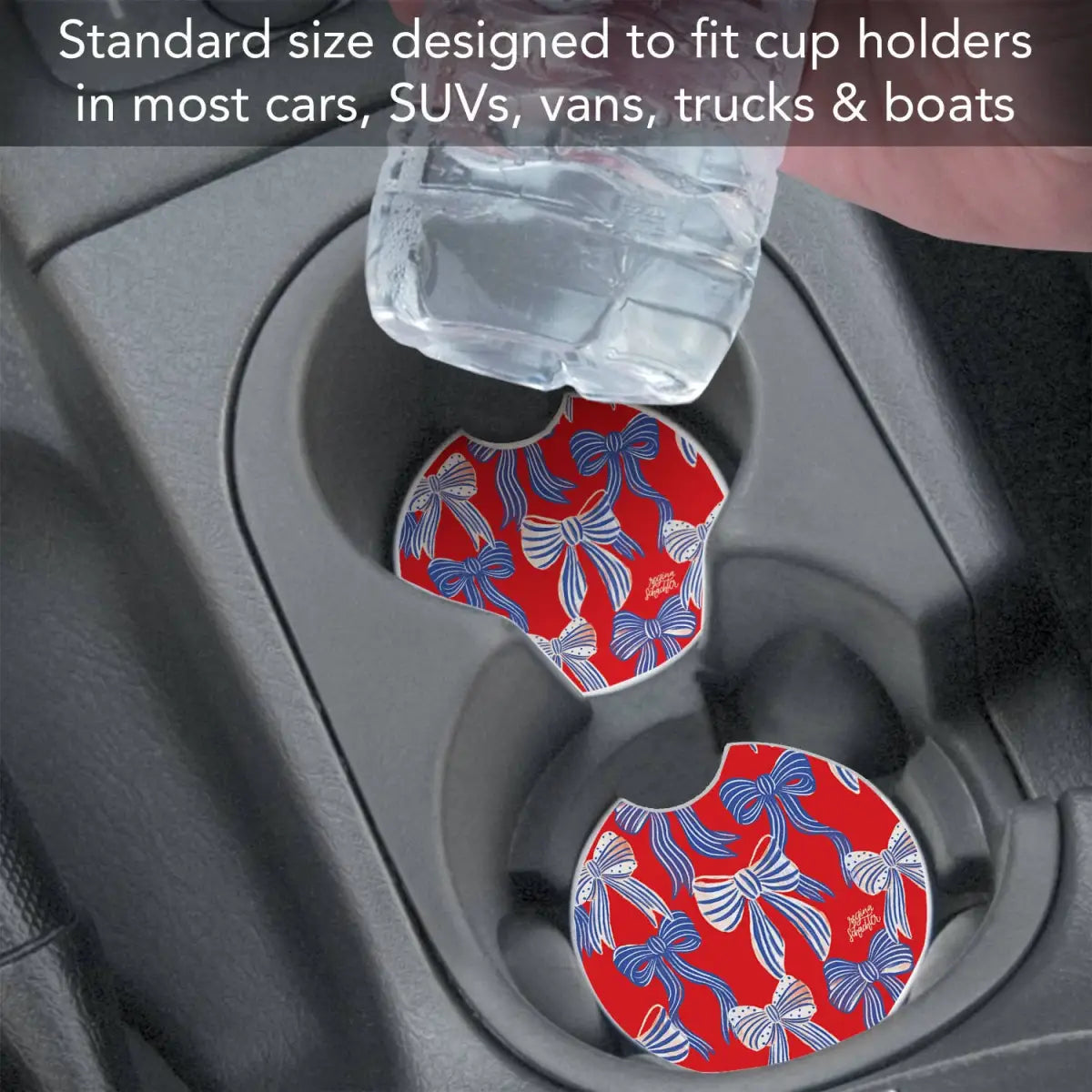 Stone Car Coaster - Americana Bows - CounterArt/Highland Home/Thirstystone
