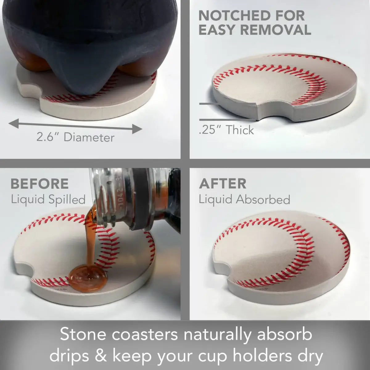 Stone Car Coaster - Baseball - Thirstystone