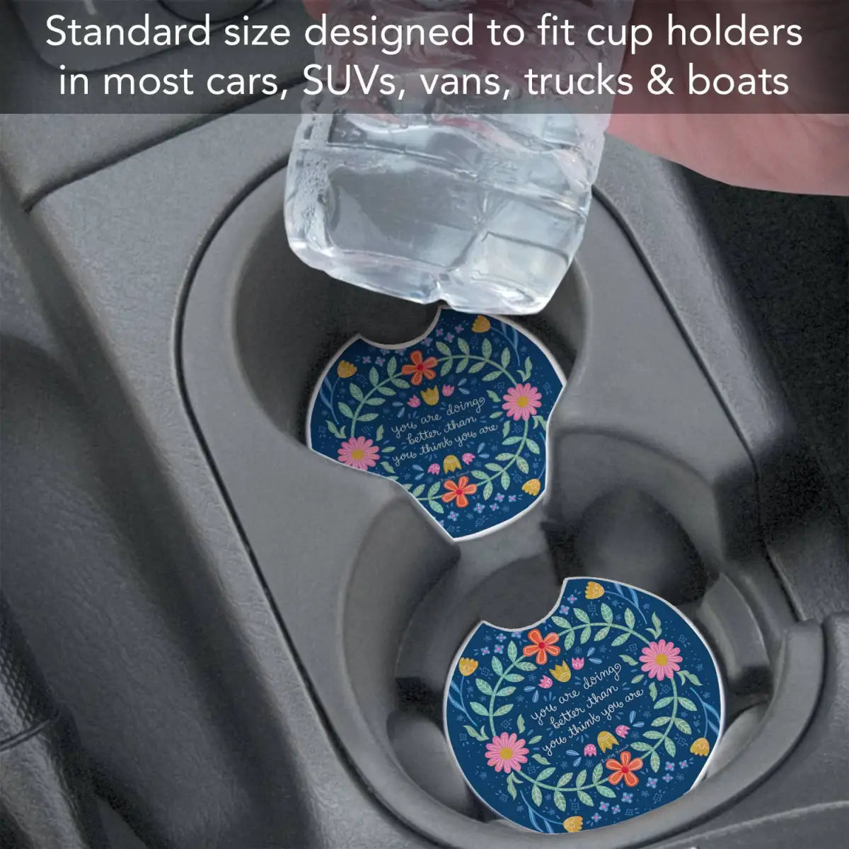 Stone Car Coaster - Bloom Bright - You are Doing Better than You Think - CounterArt/Highland Home/Thirstystone