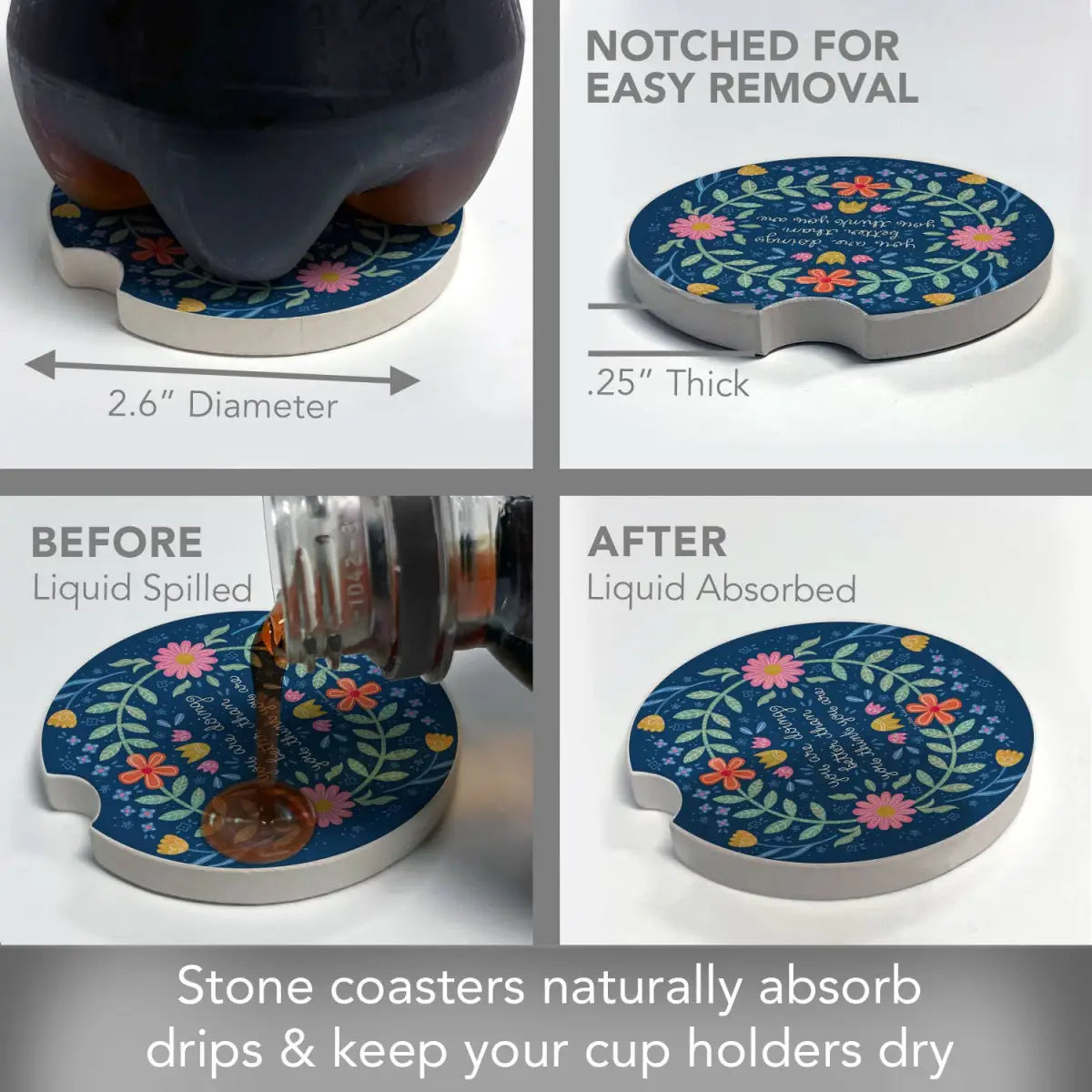 Stone Car Coaster - Bloom Bright - You are Doing Better than You Think - CounterArt/Highland Home/Thirstystone