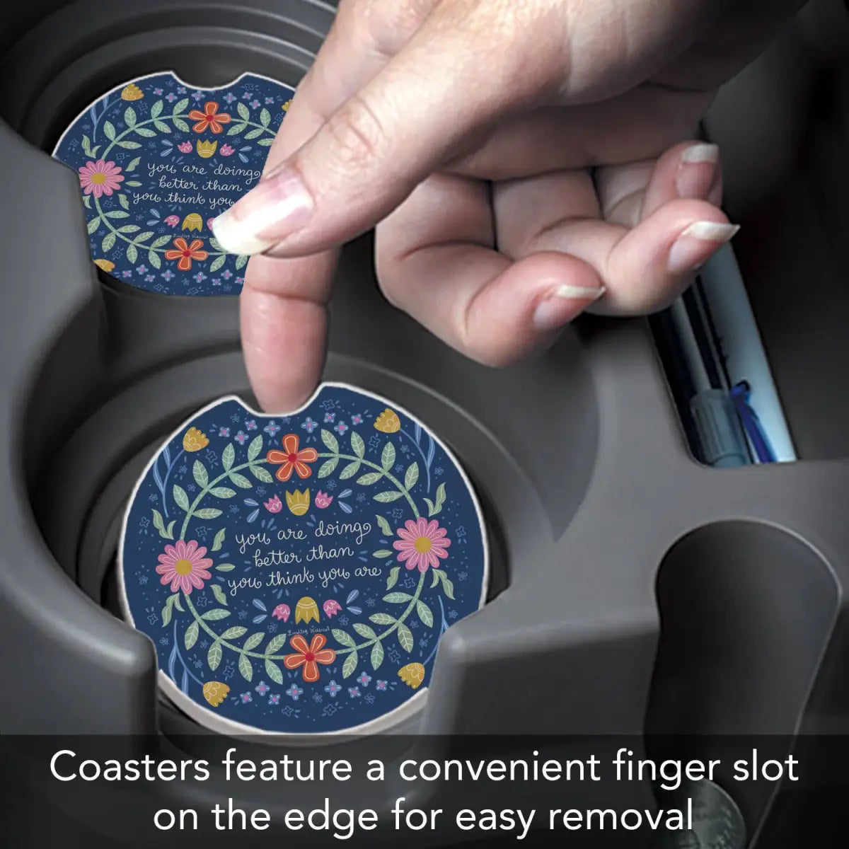 Stone Car Coaster - Bloom Bright - You are Doing Better than You Think - CounterArt/Highland Home/Thirstystone