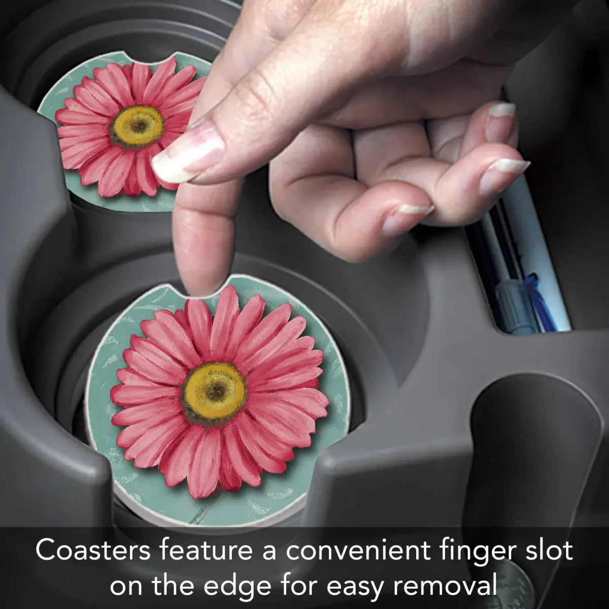 Stone Car Coaster - Blooming Daisy - CounterArt/Highland Home/Thirstystone