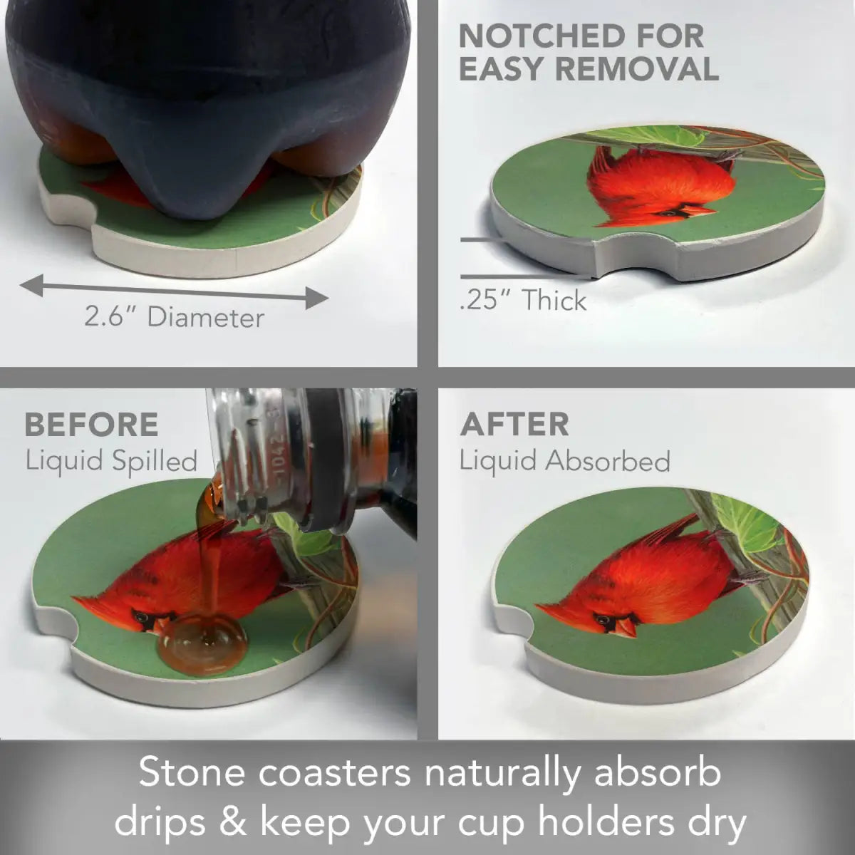 Stone Car Coaster - Cardinal - Thirstystone