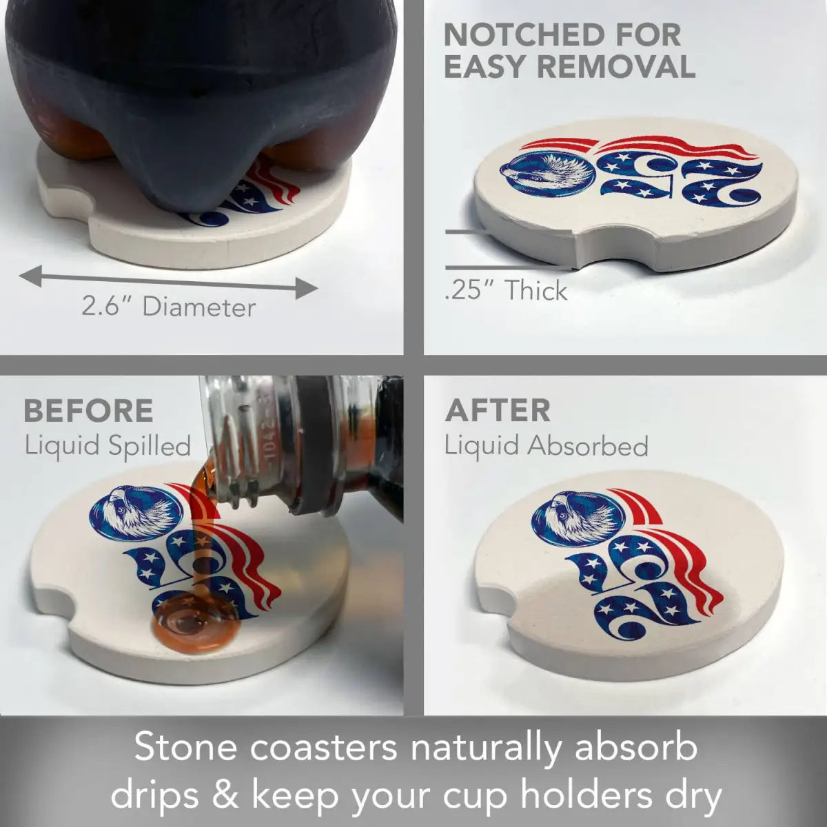 Stone Car Coaster - Celebrate 250 - CounterArt/Highland Home/Thirstystone