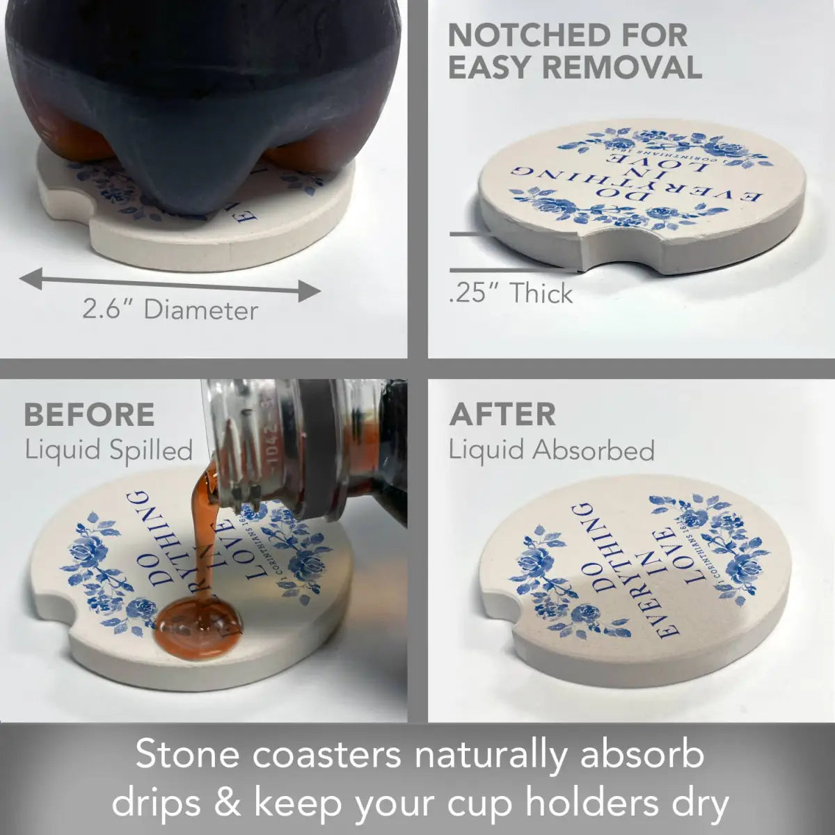 Stone Car Coaster - Do Everything in Love - Christian - CounterArt/Highland Home/Thirstystone