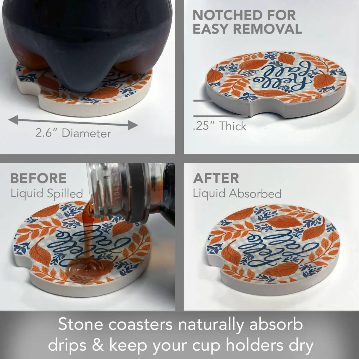 Stone Car Coaster - Hello Fall - Thirstystone