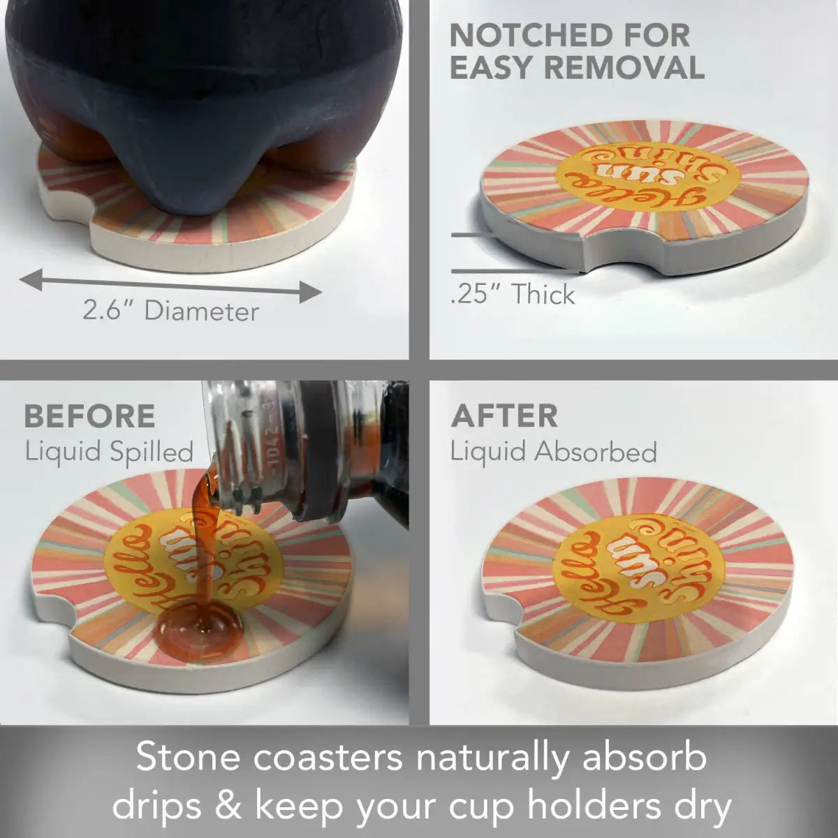 Stone Car Coaster - Hello Sunshine - Thirstystone