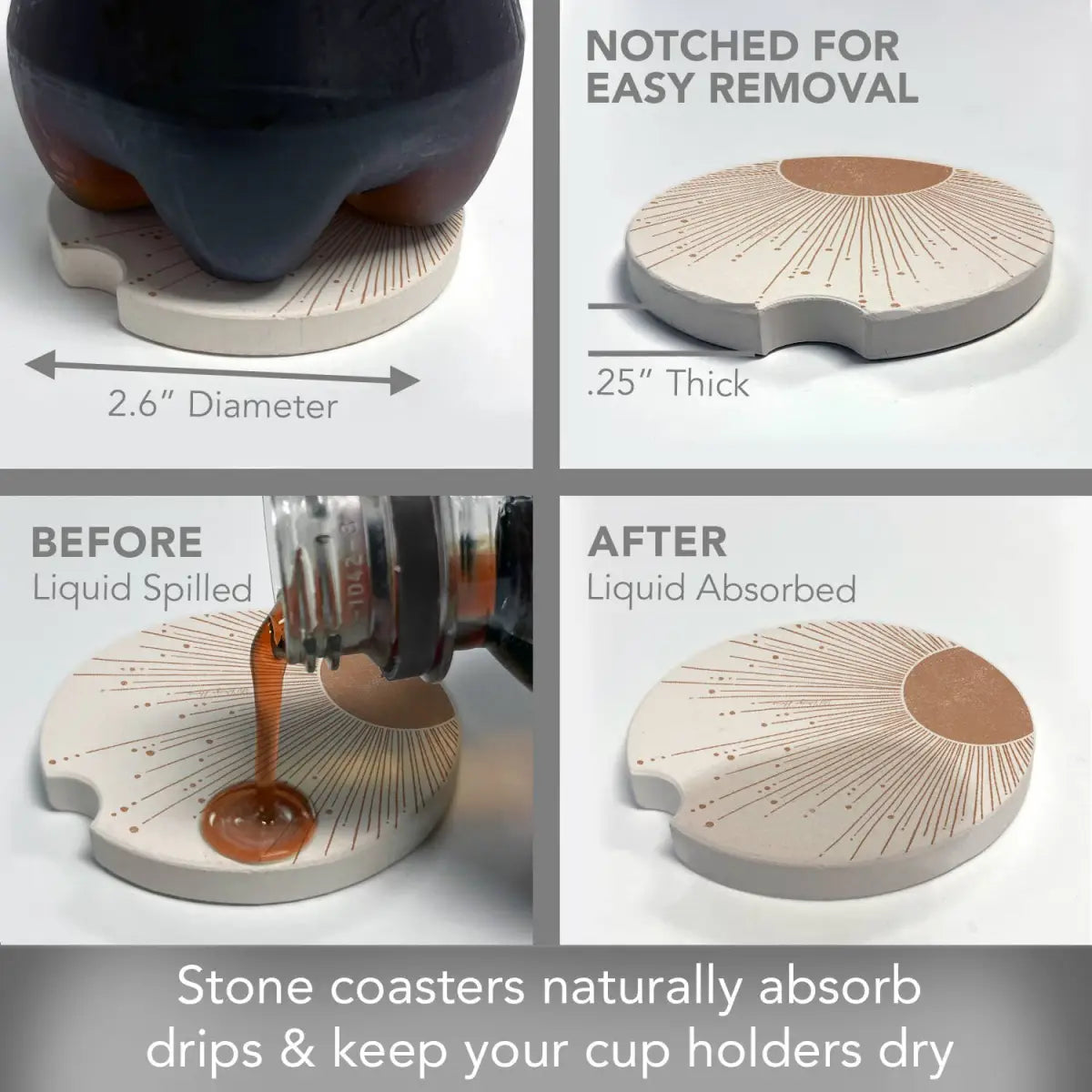 Stone Car Coaster - Mocha Sunrise - CounterArt/Highland Home/Thirstystone
