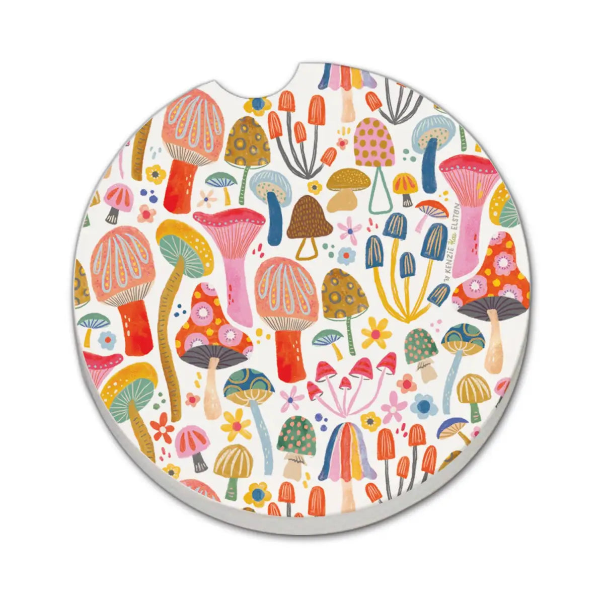 Stone Car Coaster - Retro Mushrooms - Thirstystone