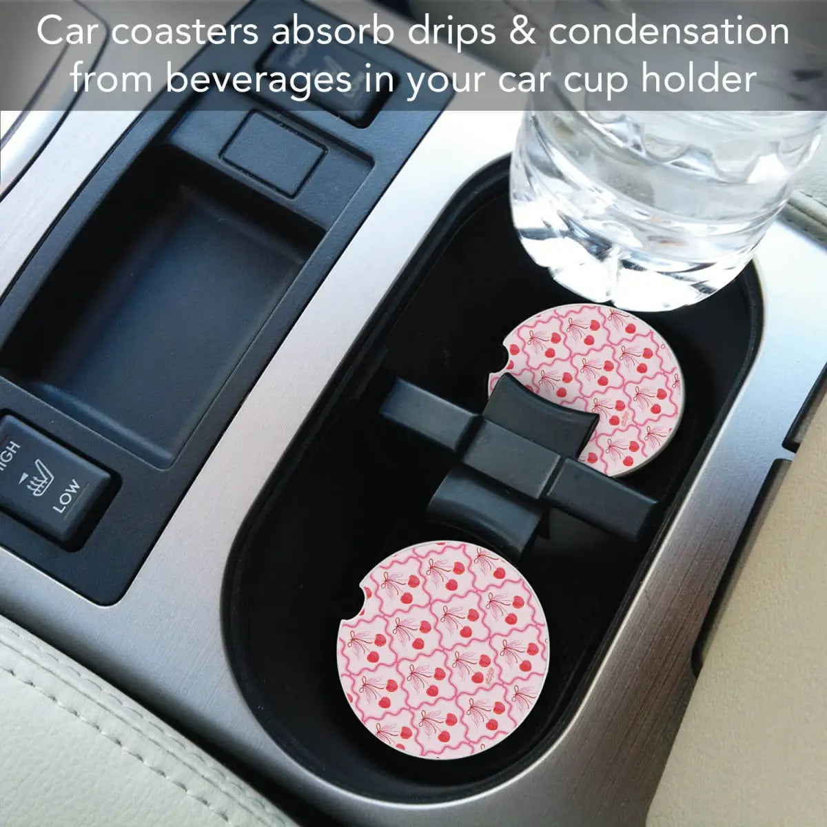 Stone Car Coaster - Sketched Cherries - CounterArt/Highland Home/Thirstystone
