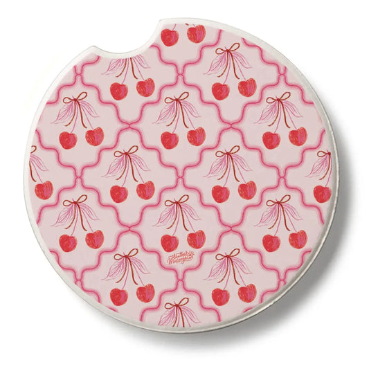 Stone Car Coaster - Sketched Cherries - CounterArt/Highland Home/Thirstystone