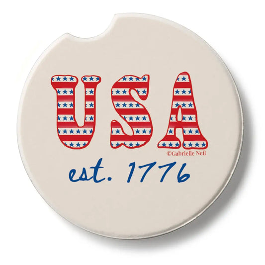 Stone Car Coaster - USA est. 1776 - CounterArt/Highland Home/Thirstystone