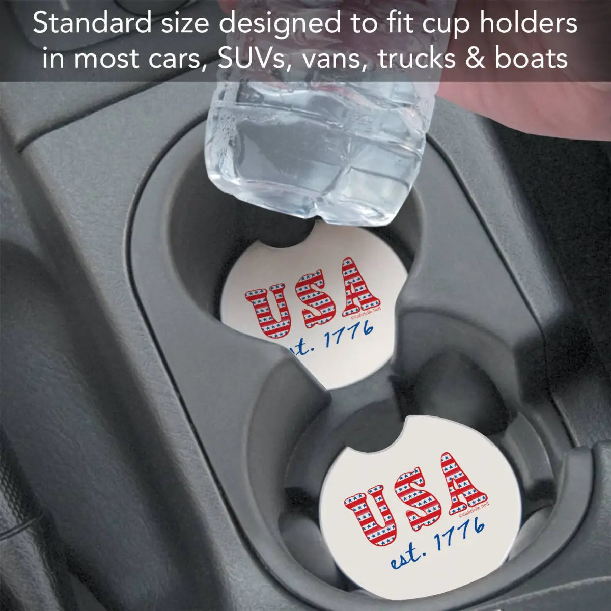 Stone Car Coaster - USA est. 1776 - CounterArt/Highland Home/Thirstystone