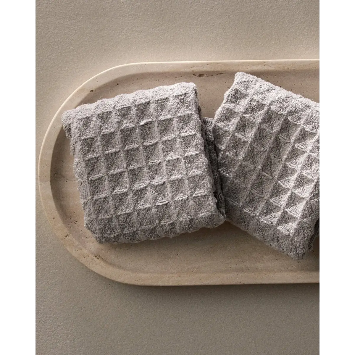 Luxury Waffle Washcloth Set - Stone - Set of 3 - Geometry
