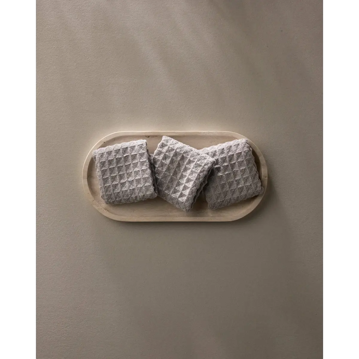 Luxury Waffle Washcloth Set - Stone - Set of 3 - Geometry