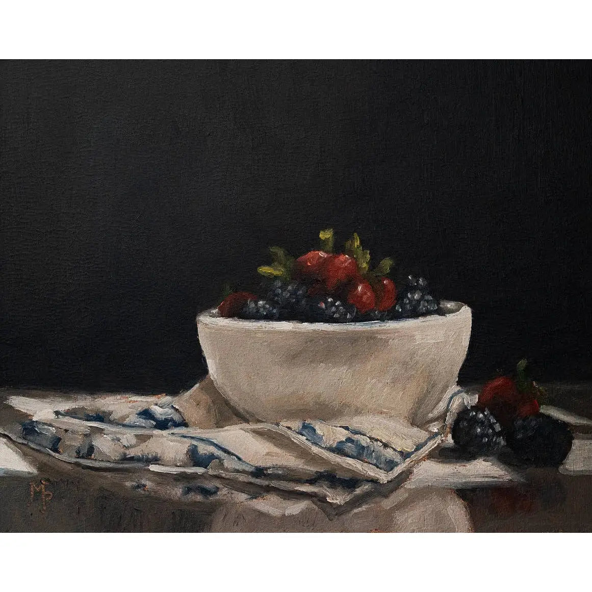 Art Print - Strawberries and Blackberries Painting - 5x7 - Miss Mustard Seed