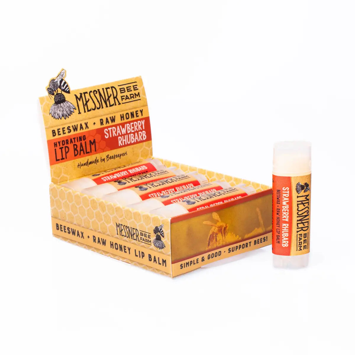 Lip Balm - Strawberry Rhubarb - Handmade with Beeswax - Messner Bee Farm