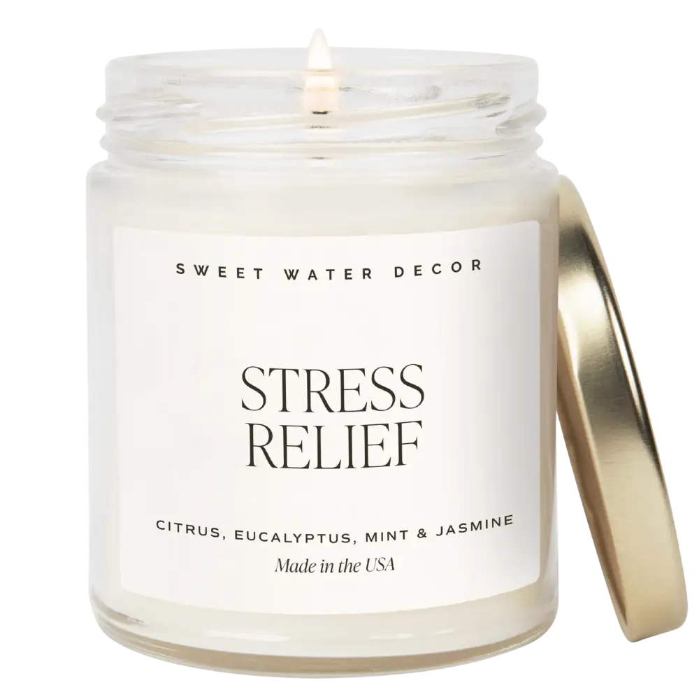 Stress Relief Soy Candle - Clear Jar - 9 oz - Sweet Water Decor
