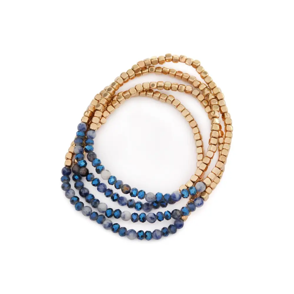 Stretch Bead Bracelets - Brass Stone - Set of 4 - Love and Repeat