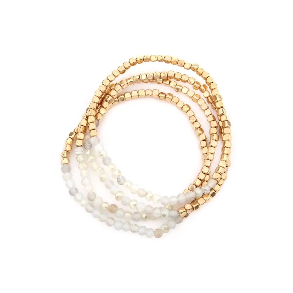 Stretch Bead Bracelets - Brass Stone - Set of 4 - Love and Repeat
