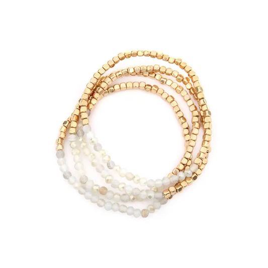 Stretch Bead Bracelets - Brass Stone - Set of 4 - Love and Repeat