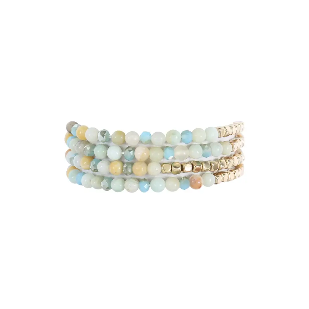 Stretch Bead Bracelets - Brass Stone - Set of 4 - AMAZONITE - Love and Repeat