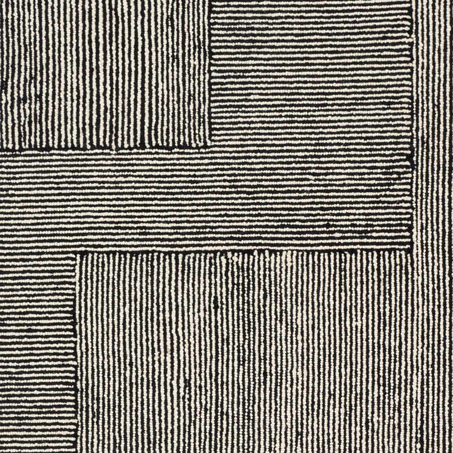 Black Textured Blocks Wool Area Rug - Boutique Rugs