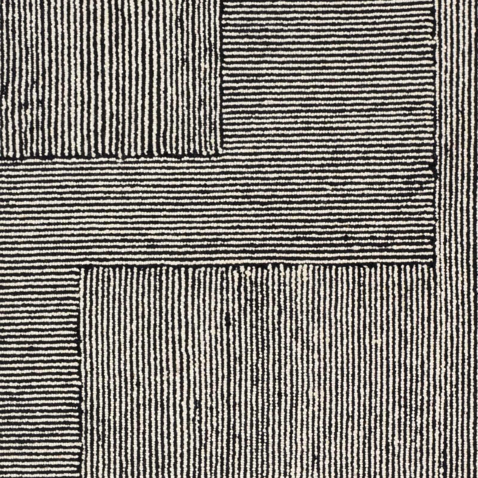 Black Textured Blocks Wool Area Rug - Boutique Rugs