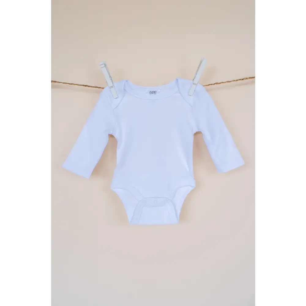 Sublimation Baby Bodysuits - Unisex White Long Sleeve Lap Shoulder Baby Bodysuit / 3-6 Month - ARB Blanks