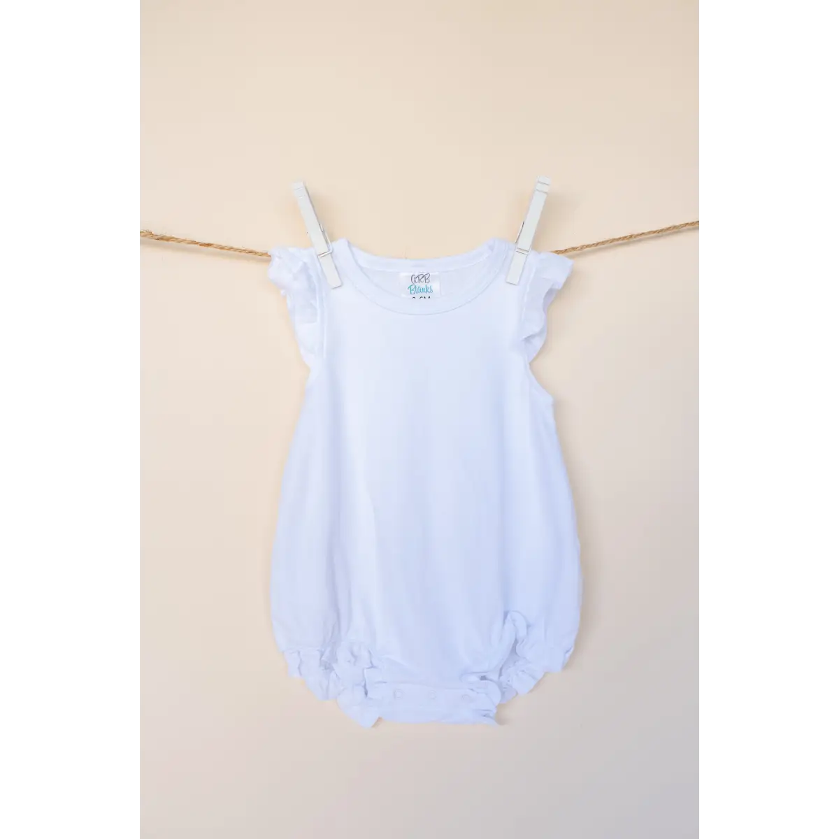 Sublimation Baby Bubbles - Girl’s White Angel Sleeve Baby Bubble / 3-6 Month - ARB Blanks