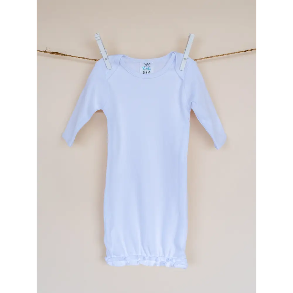 Sublimation Baby Products - White Ruffle Baby Gown / One Size - ARB Blanks