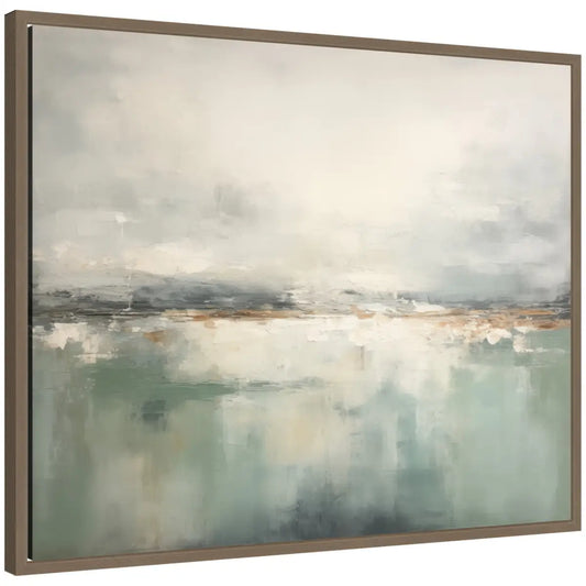 Subtle Abstract Gray Green Horizon Framed Canvas Wall Art Print - kateandlaurel