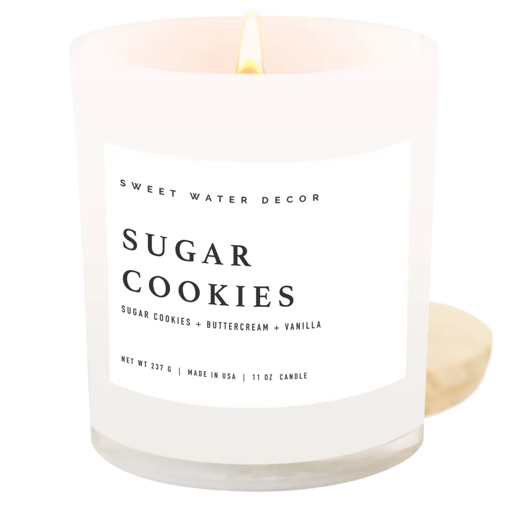 Sugar Cookies Soy Candle - White Jar - 11 oz - Sweet Water Decor
