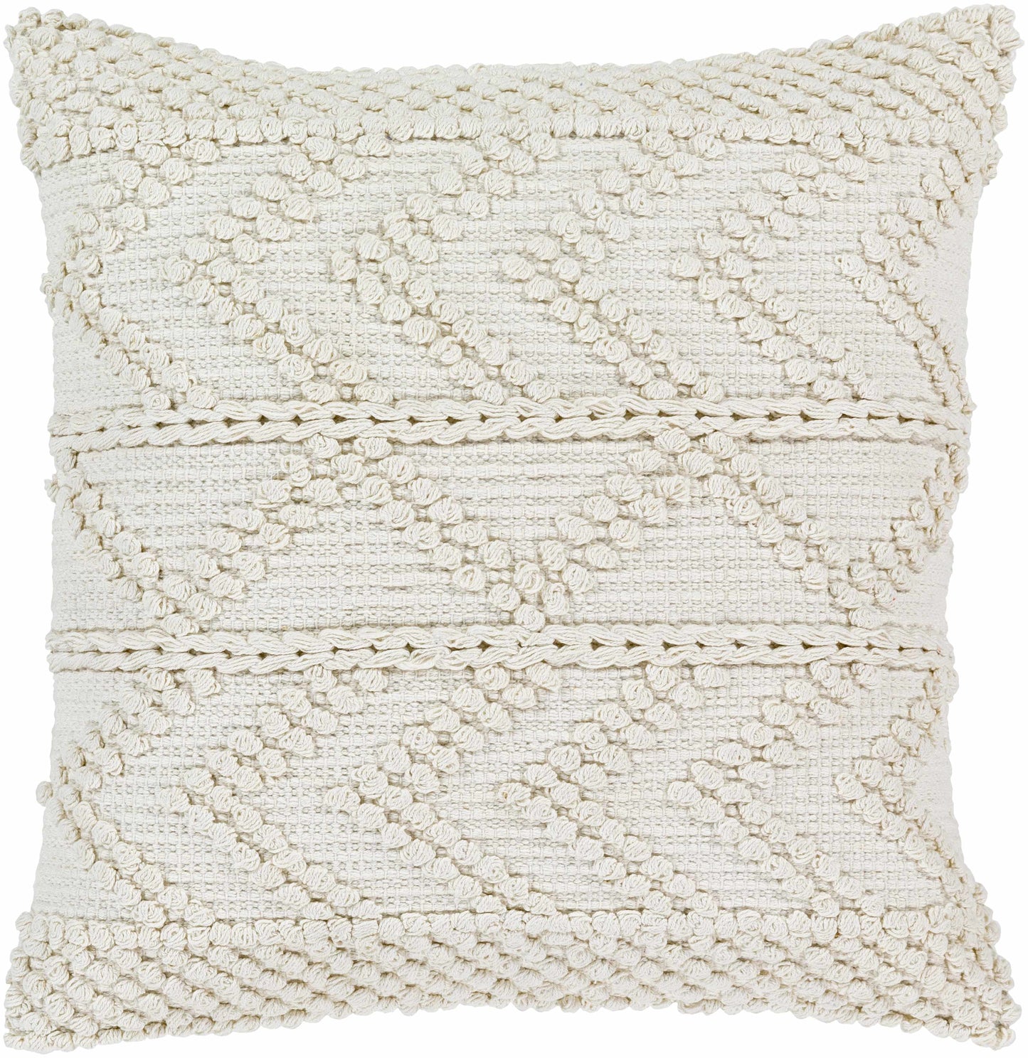 Almohada de algodón tejida a crochet con textura blanca de Sumiton