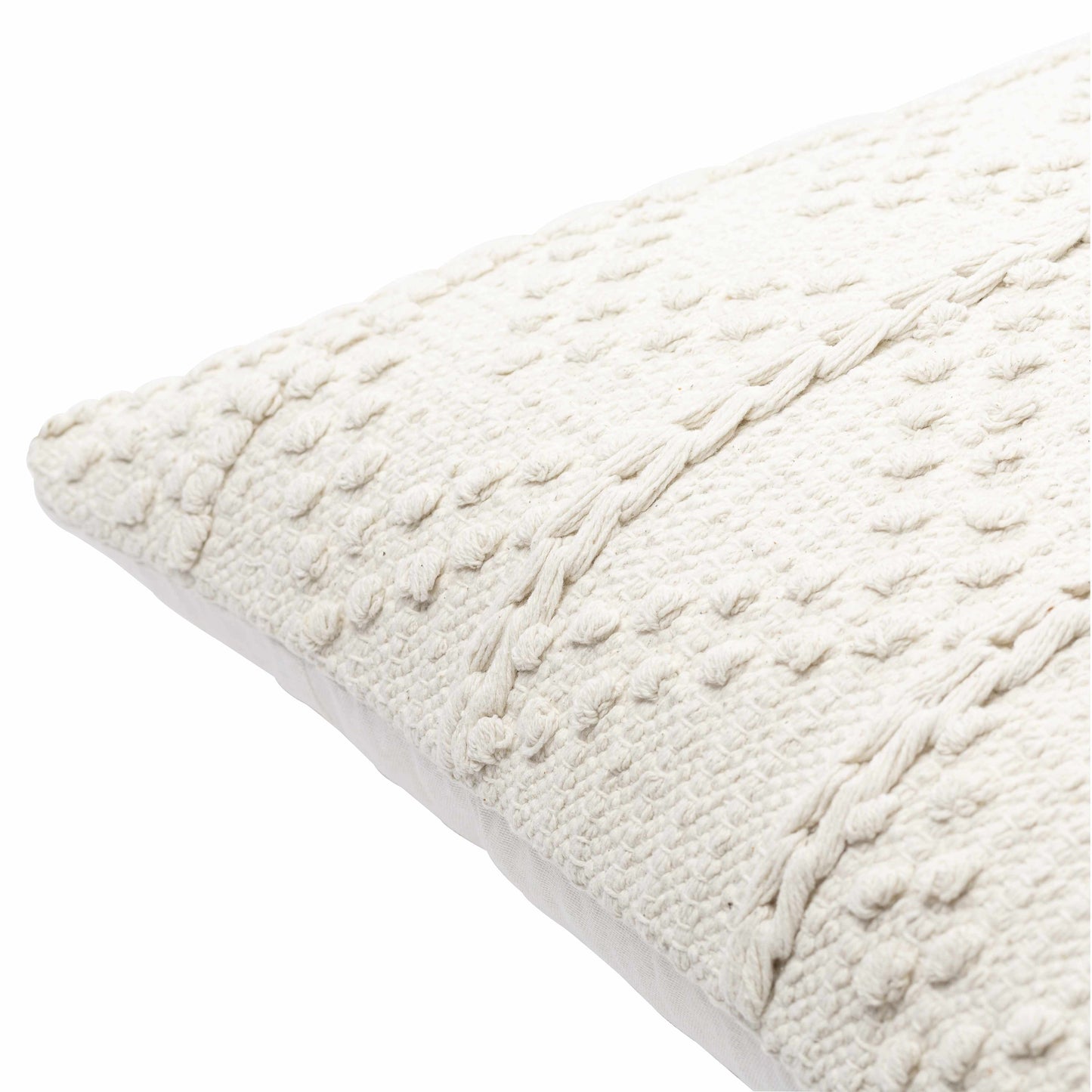 Almohada de algodón tejida a crochet con textura blanca de Sumiton