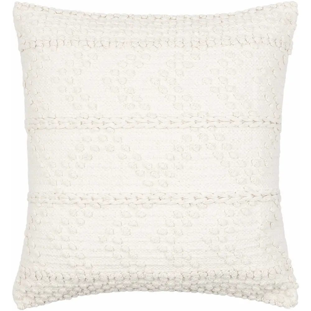 Sumiton White Textured Crochet Cotton Throw Pillow - 20’’ Square Pillow Cover - Boutique Rugs
