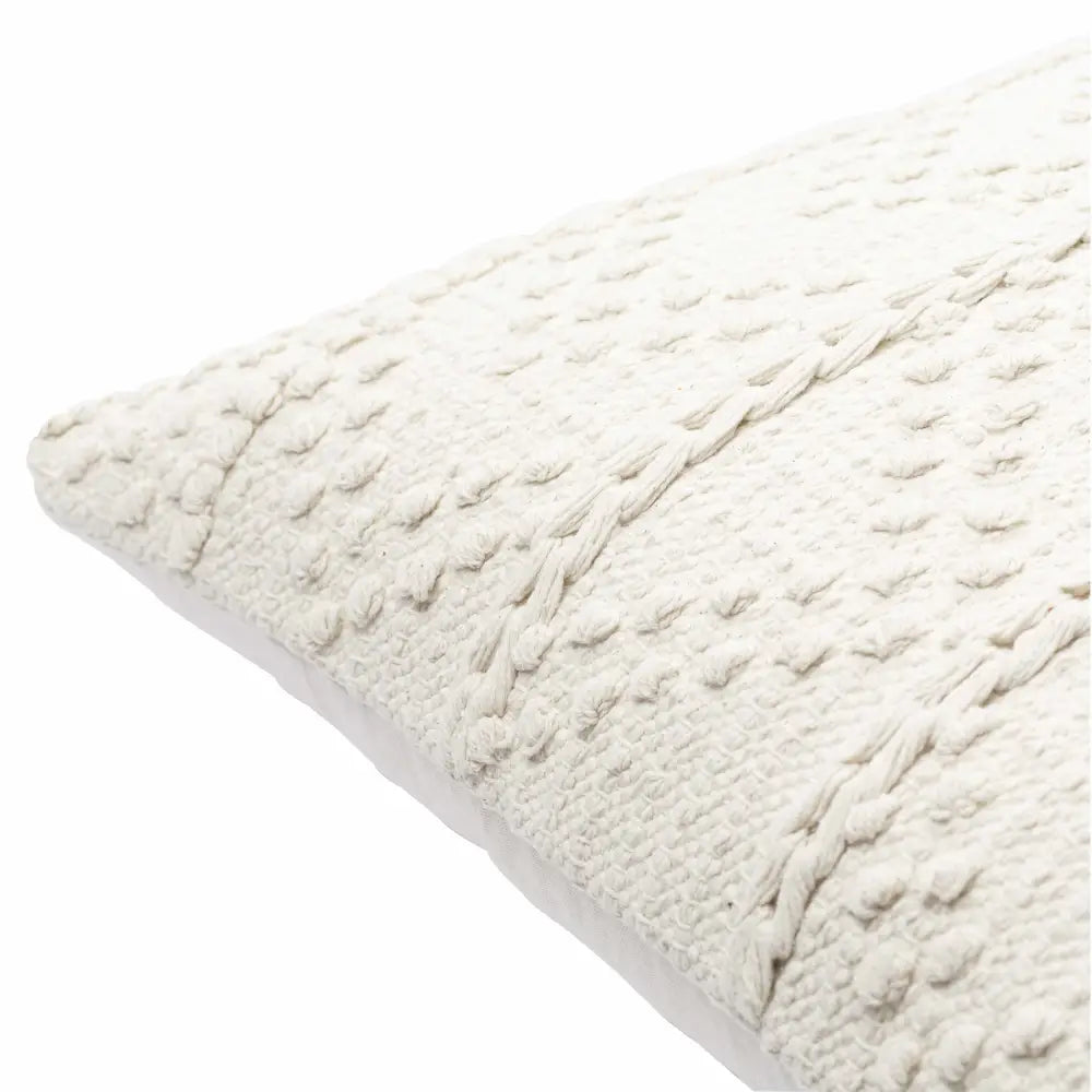 Sumiton White Textured Crochet Cotton Throw Pillow - Boutique Rugs