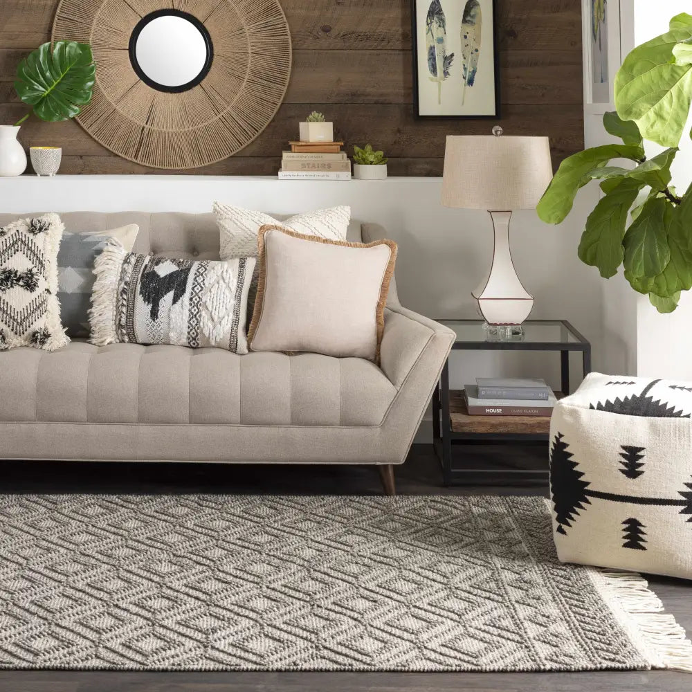 Sumiton White Textured Crochet Cotton Throw Pillow - Boutique Rugs