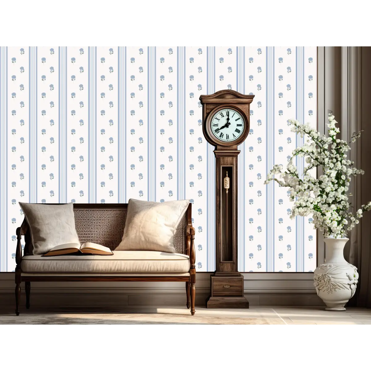 Summer Stripe Wallpaper - Hydrangea Stripe - by Ashton Elizabeth - Loomwell Home Goods