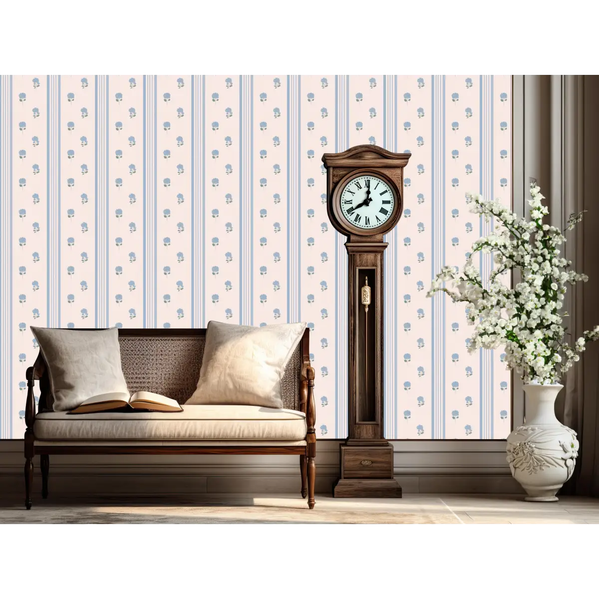 Summer Stripe Wallpaper - Hydrangea Stripe - by Ashton Elizabeth - Loomwell Home Goods