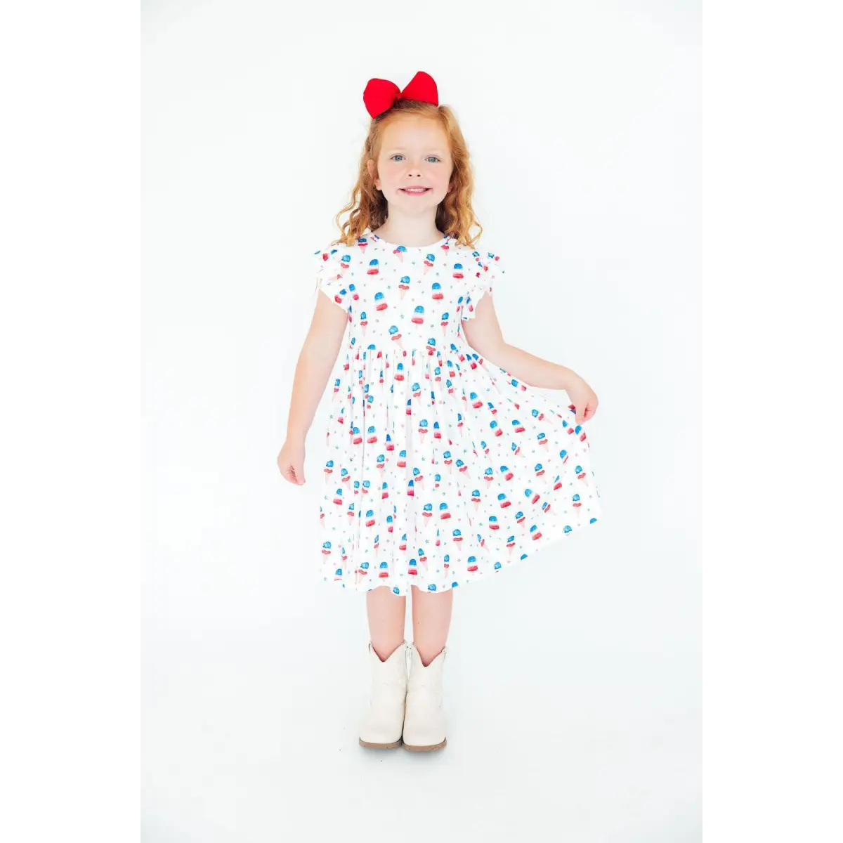 Flutter Sleeve Twirl Dress - Summer Sweets - Patriotic July 4th - Mila & Rose ®