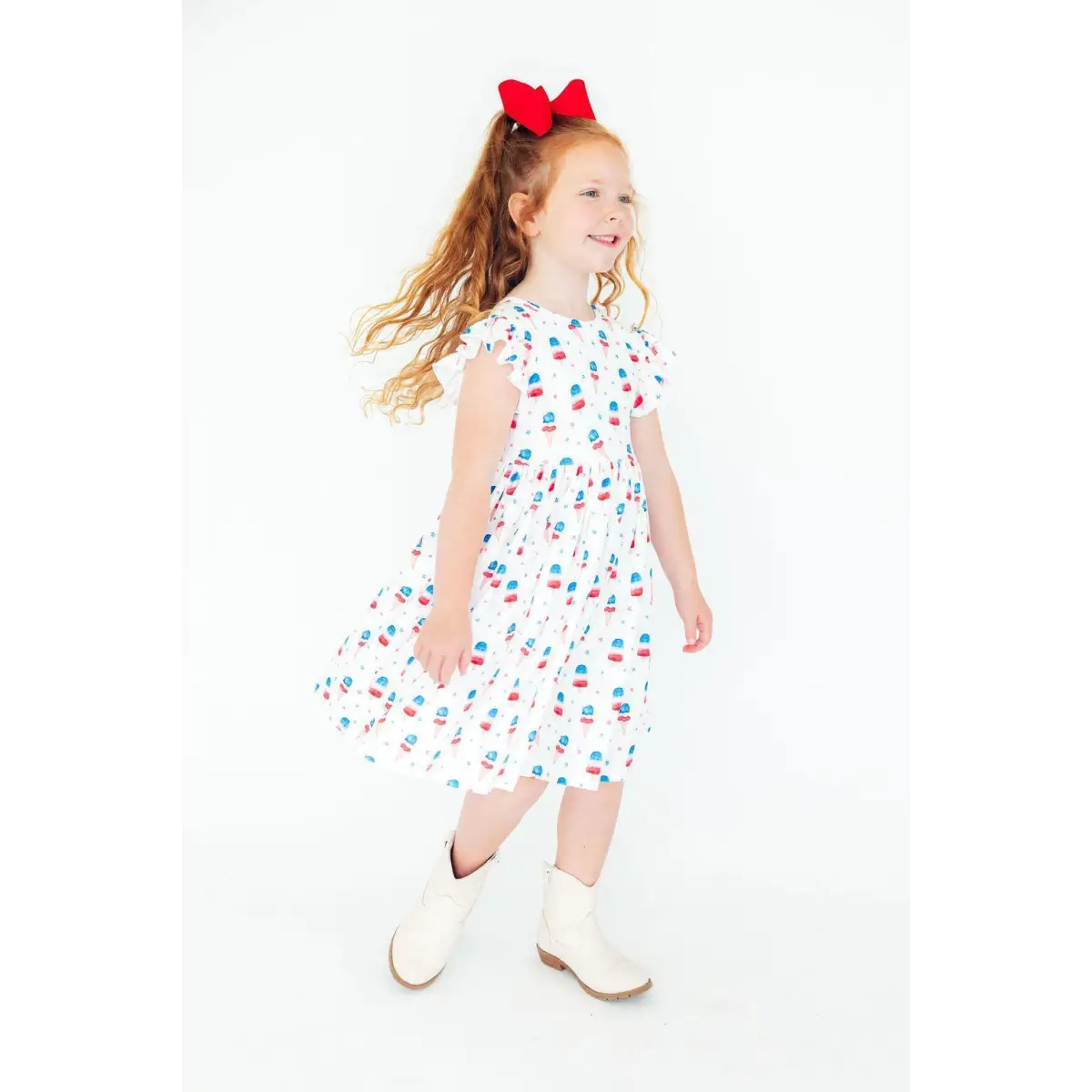 Flutter Sleeve Twirl Dress - Summer Sweets - Patriotic July 4th - Mila & Rose ®